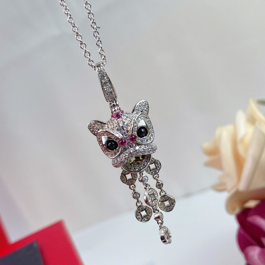 Qeelin Dancing Lion Pendant Necklace