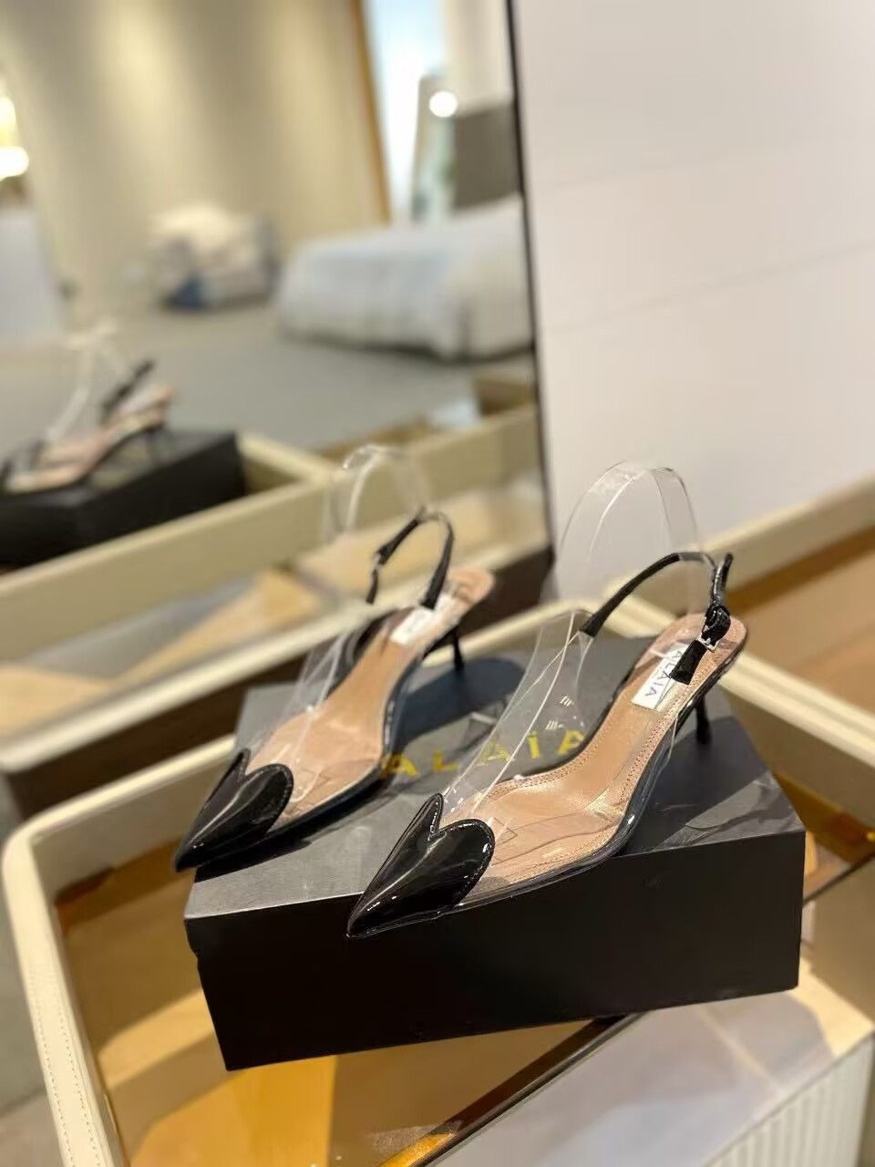 UA ALAÏA Le Coeur Plexi Heart-Toe Slingback Pump