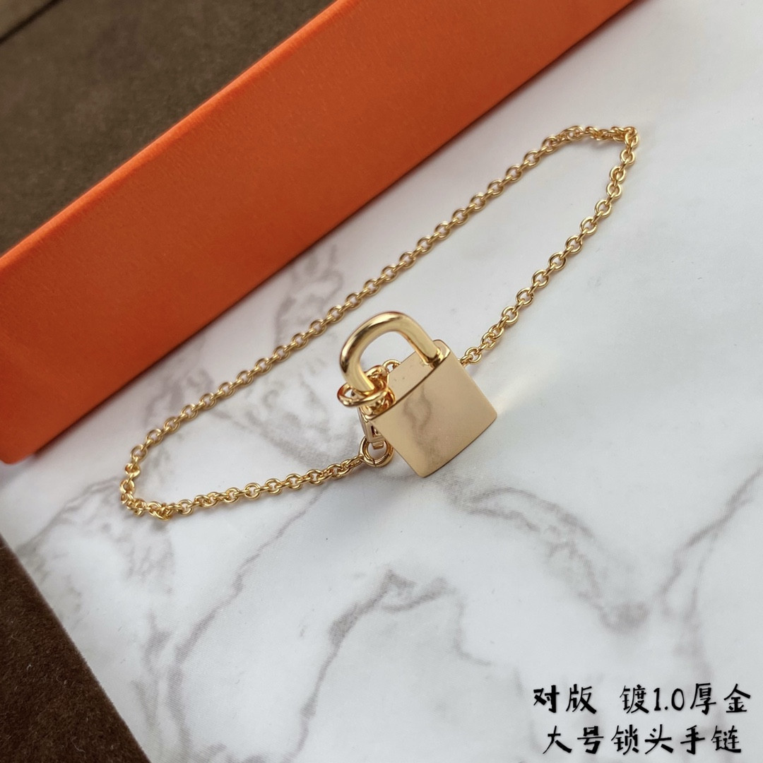 H**mes large padlock bracelet