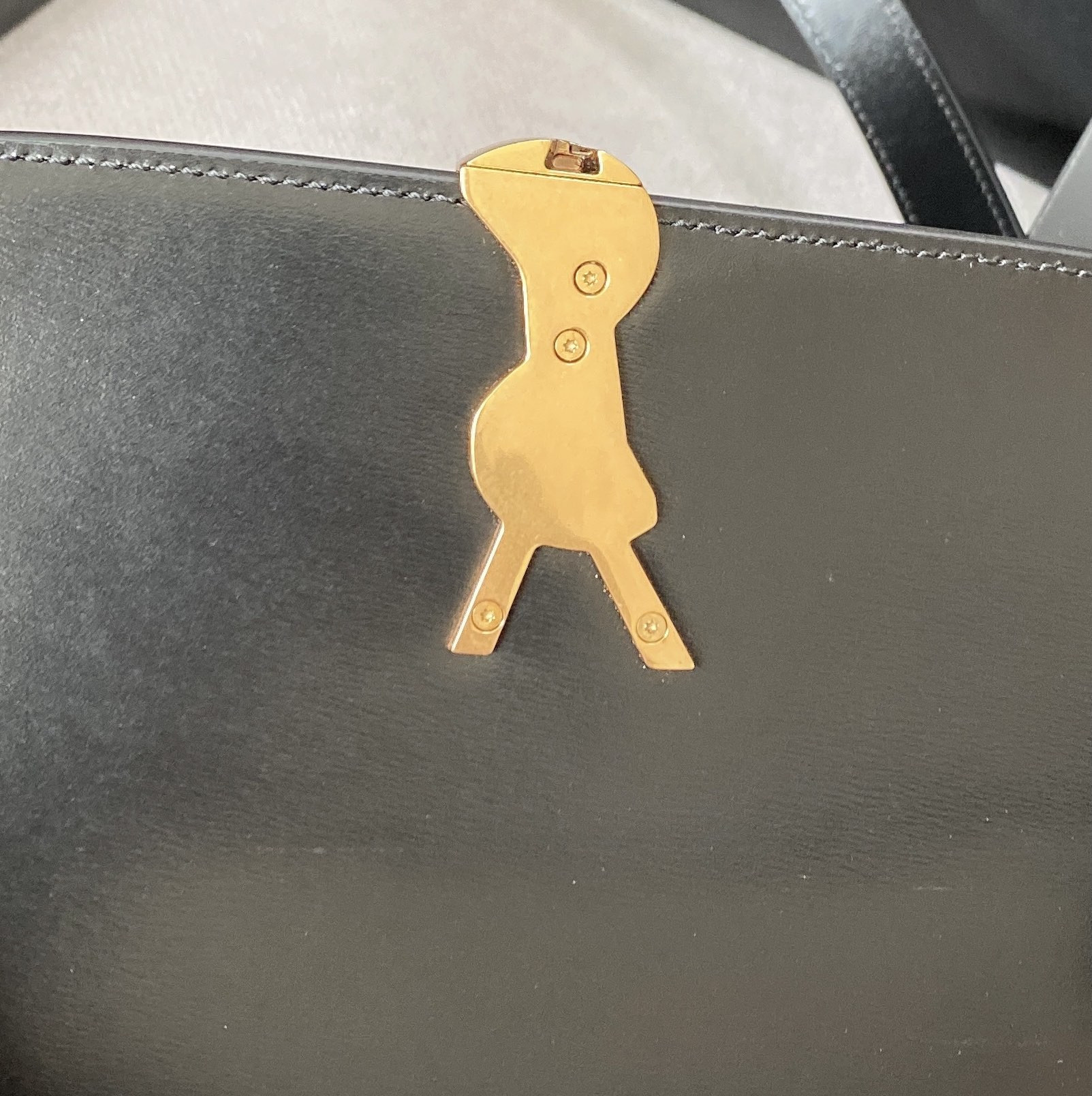 y*l solferino small satchel in box Sa**t Lau*nt black 7.4 x 5.1 x 1.9 inches