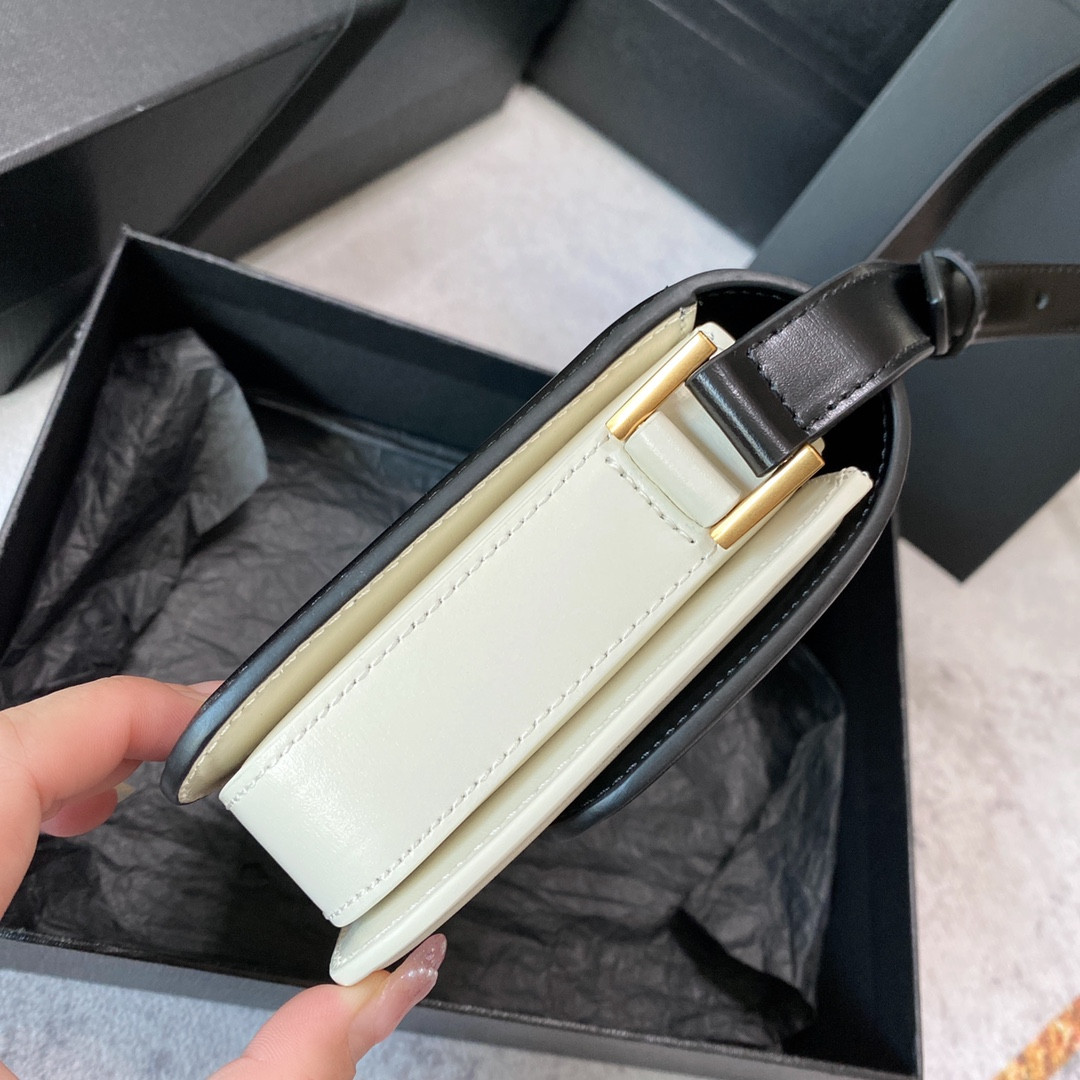 y*l solferino small satchel in box Sa**t Lau*nt black 7.4 x 5.1 x 1.9 inches