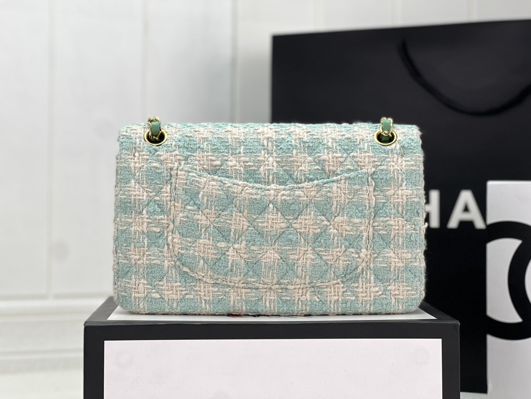 Ch*el classic 11.12 handbag tweed & gold-tone metal 6 × 9.9 × 2.5 in