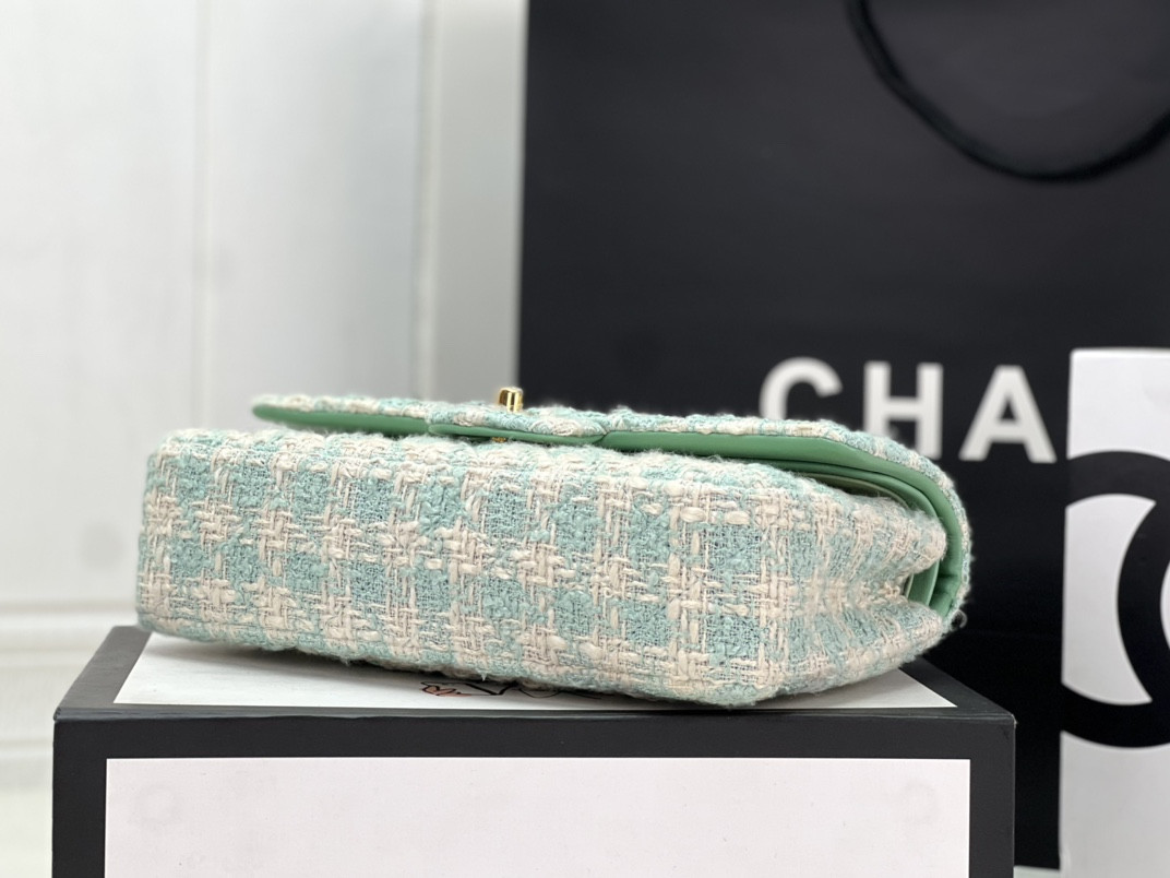 Ch*el classic 11.12 handbag tweed & gold-tone metal 6 × 9.9 × 2.5 in