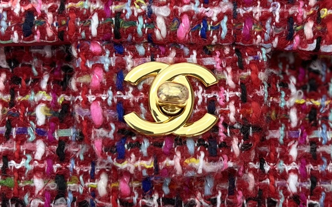 Ch*el classic 11.12 handbag tweed & gold-tone metal 6 × 9.9 × 2.5 in