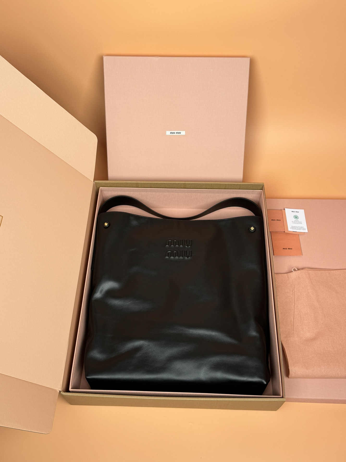 Miu Miu Leather Hobo Bag 41×46×11cm