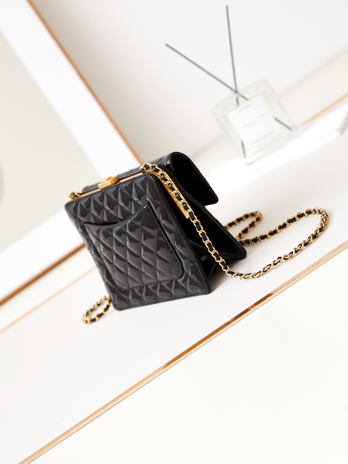 Ch*el 23k box bag 15.5x20x7.5cm