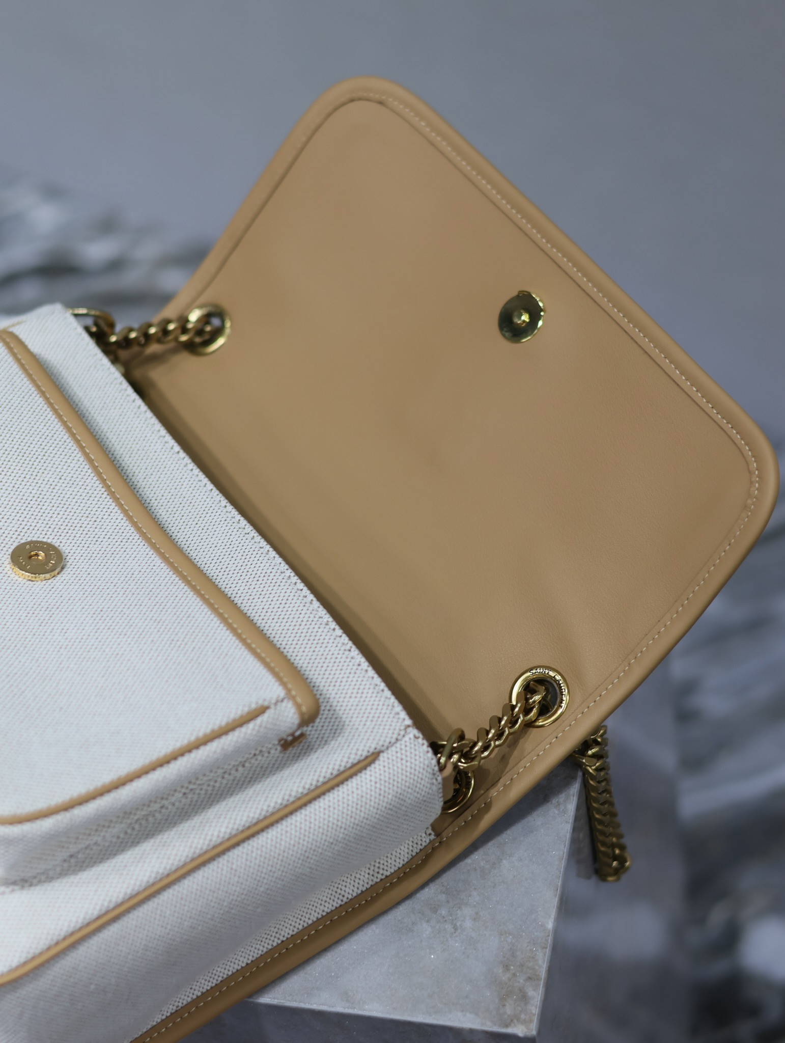 Y*L niki medium in calfskin cotton and linen 28x20x8.5cm