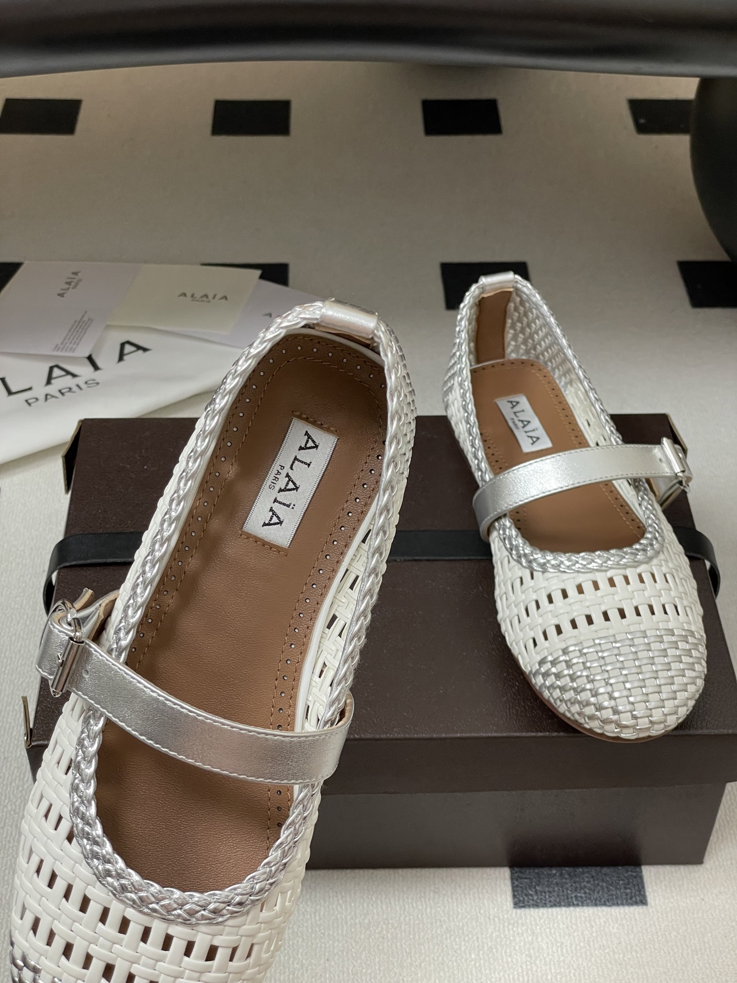 UA Alaïa Hollow Woven Mary Jane Flats(Customized Size 7-10 days production time)