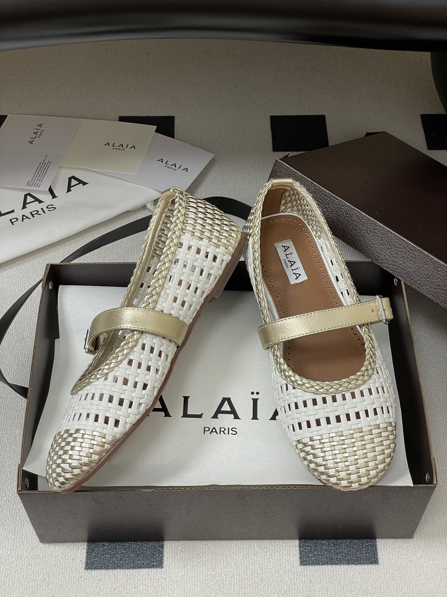 UA Alaïa Hollow Woven Mary Jane Flats(Customized Size 7-10 days production time)
