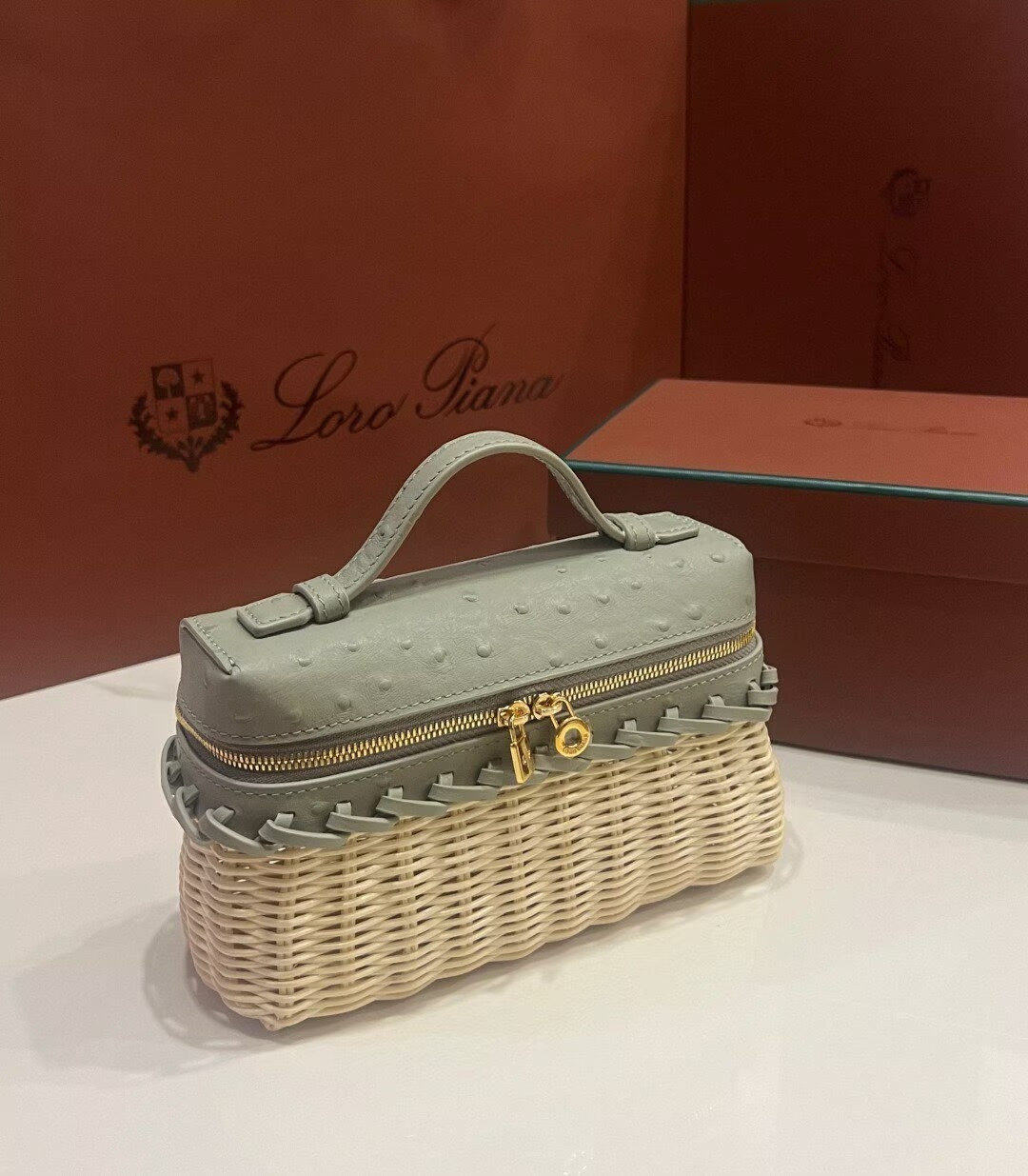 Loro Piana Extra Pocket L19 Wicker Bag 19 x 11.5 x 7cm