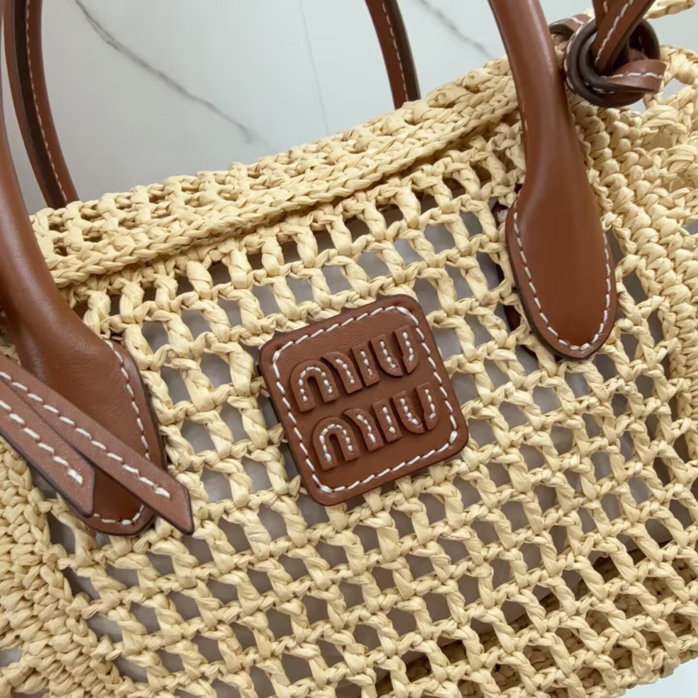 Miu Miu Raffia Handbag 14x25.5x9.5cm