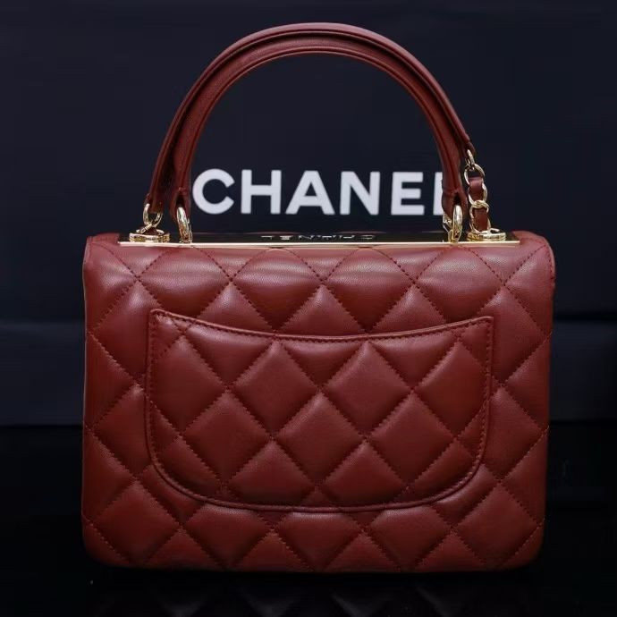 CHANEL FLAP BAG WITH TOP HANDLE 17x25x12cm