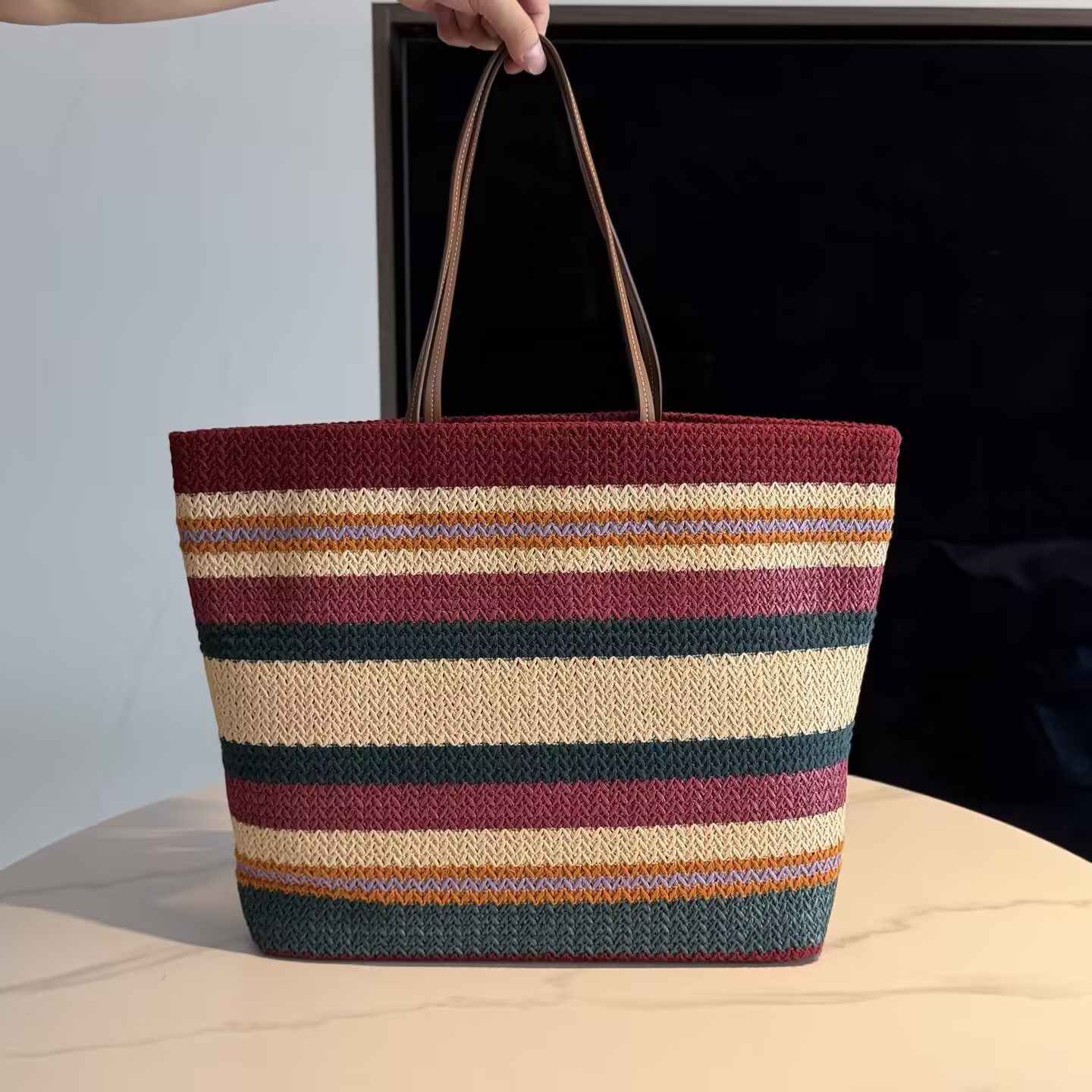 Miu Miu Raffia-effect Woven Tote Bag 30x34x16cm