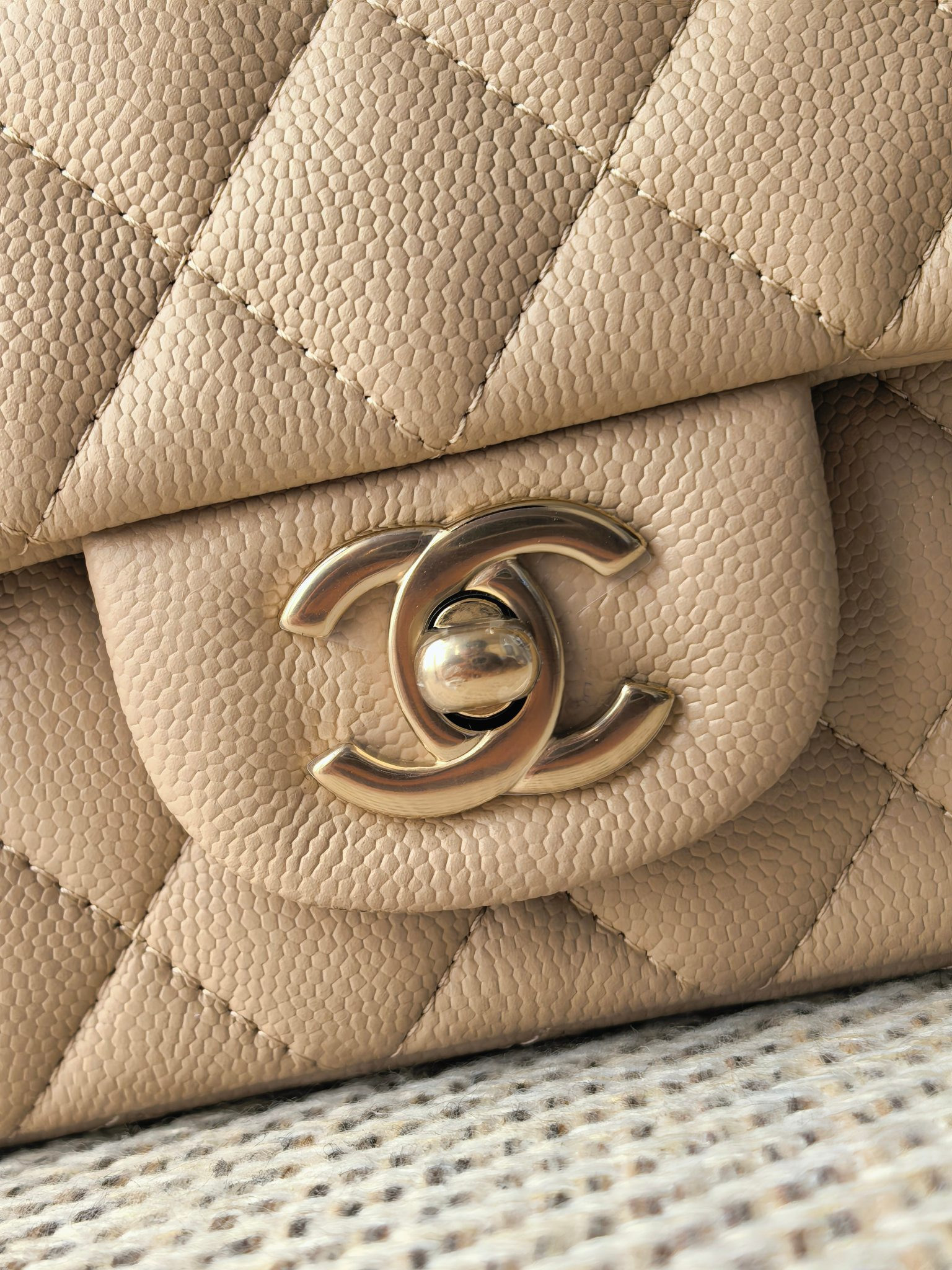 Chanel Mini Flap Bag Milky Tea Color Light Gold Hardware 20x12x6cm