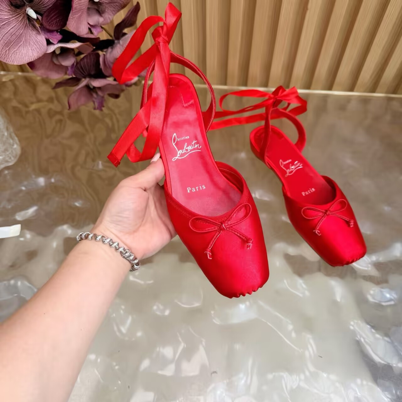 ua Chr1st1an louboutin cassia lace up ballerina