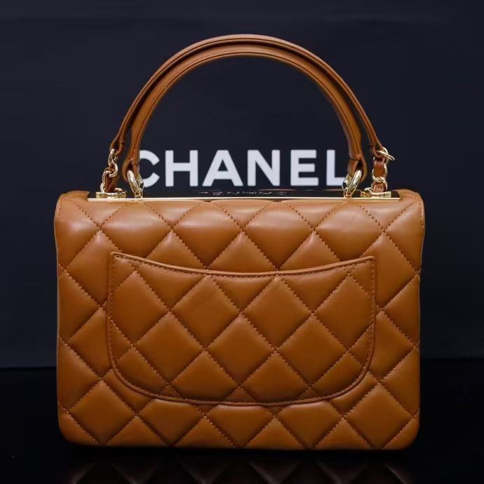CHANEL FLAP BAG WITH TOP HANDLE 17x25x12cm