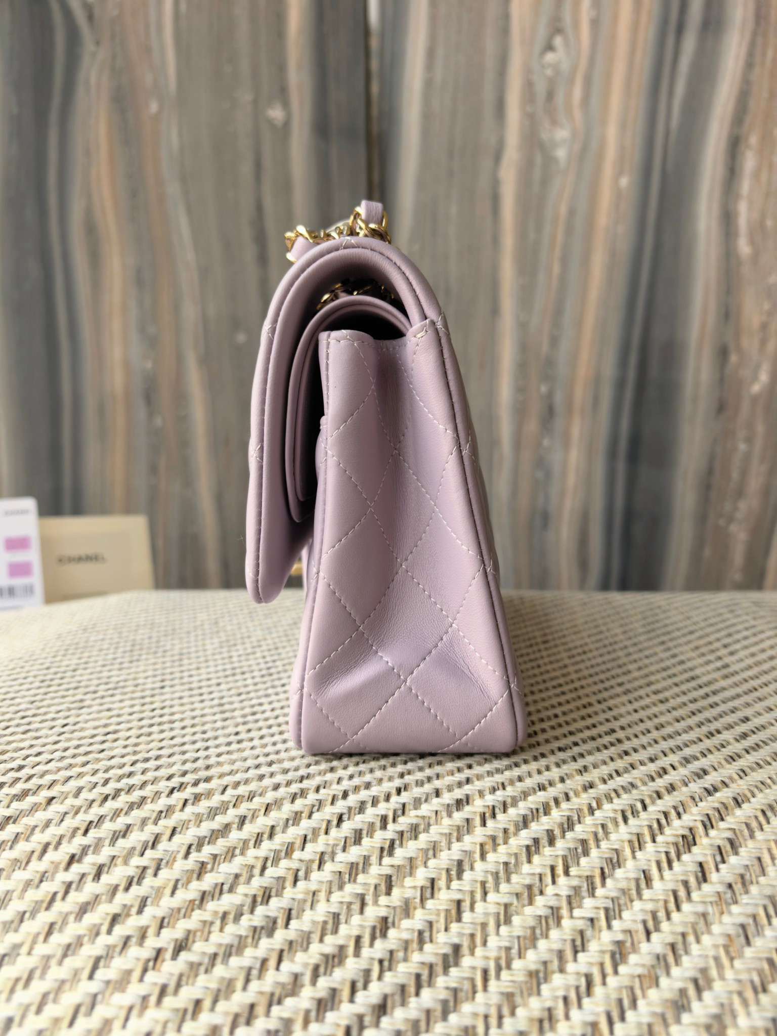 Chanel Classic Flap Bag Lavender with light gold hardware 15.5x25.5x6.5cm