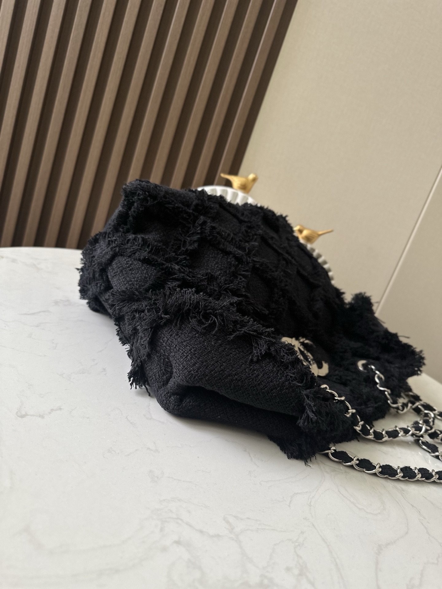 Chanel Vintage Linen Tassel Tote Straw Bag 48x35x17cm