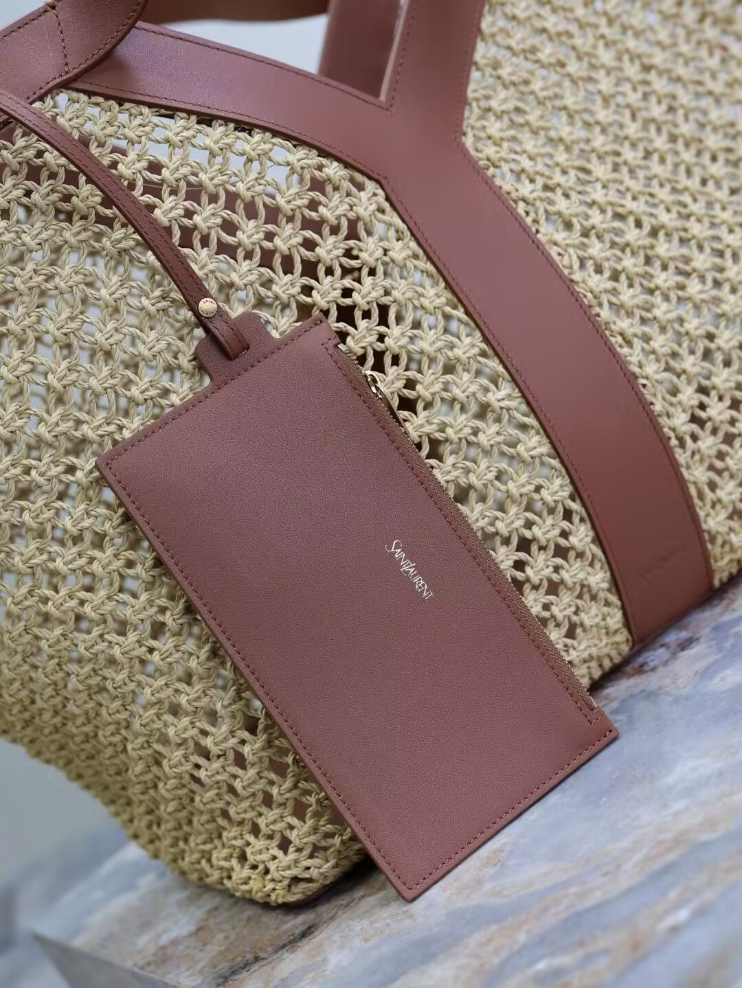 YSL Y-shaped Raffia Tote Bag 50x33x16cm