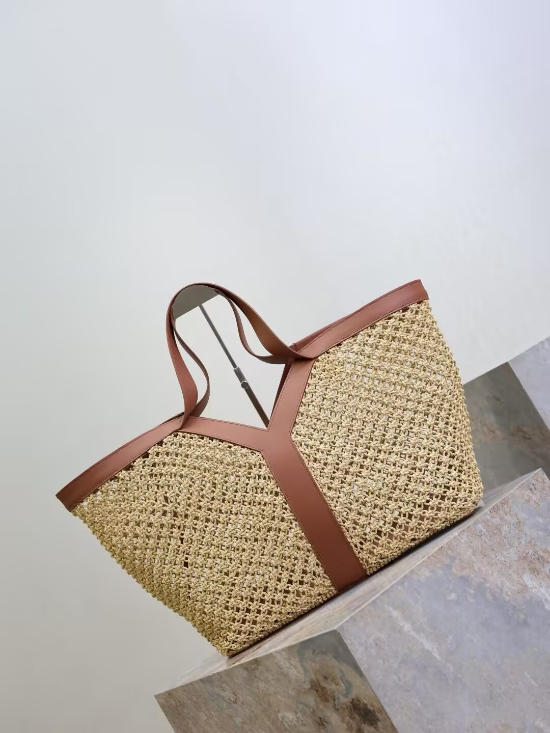 YSL Y-shaped Raffia Tote Bag 50x33x16cm