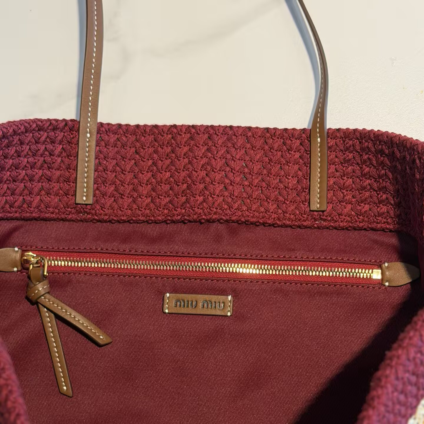 Miu Miu Raffia-effect Woven Tote Bag 30x34x16cm