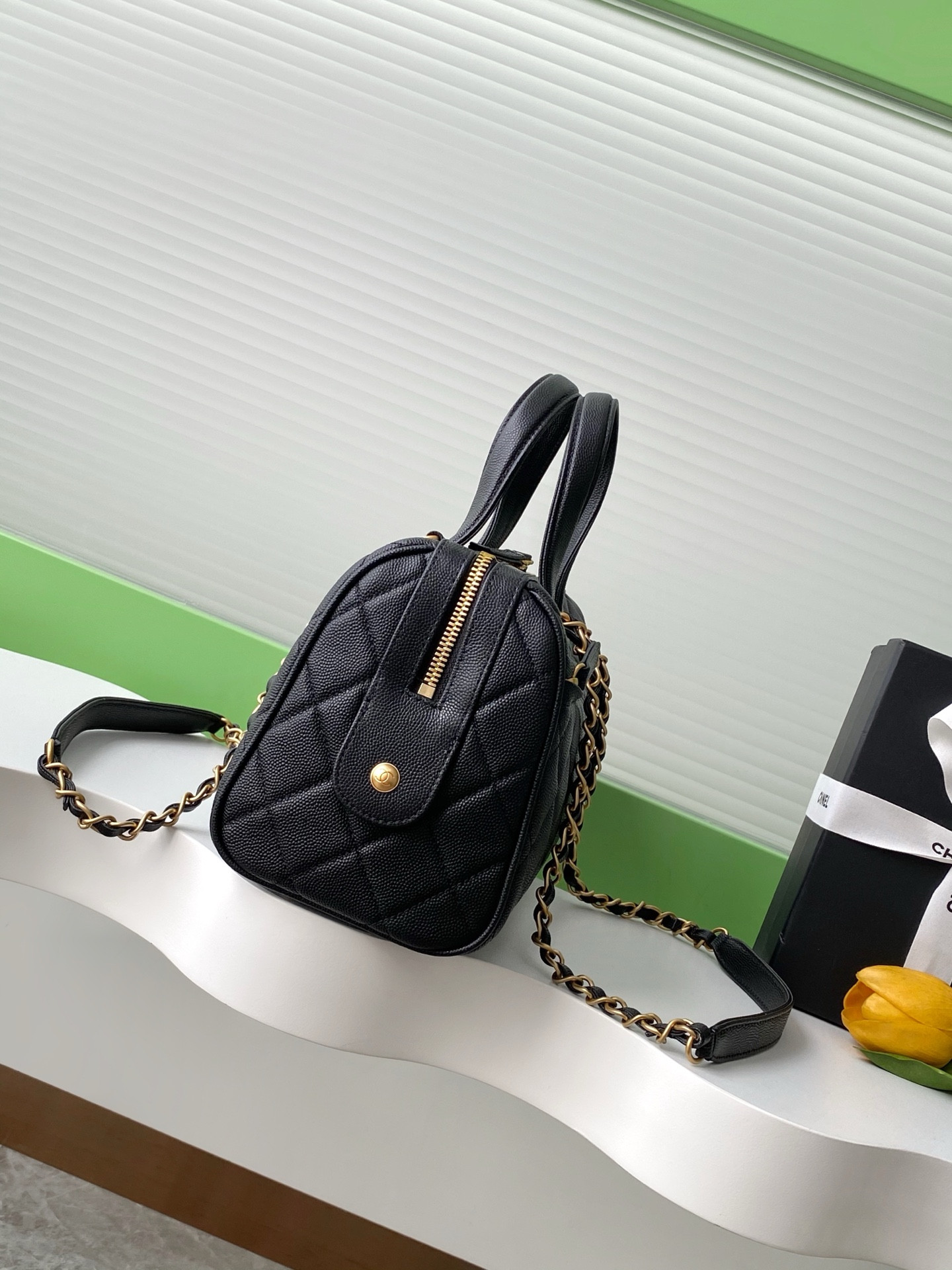 Chanel Large Bowling Bag AS5579 17x31x13cm