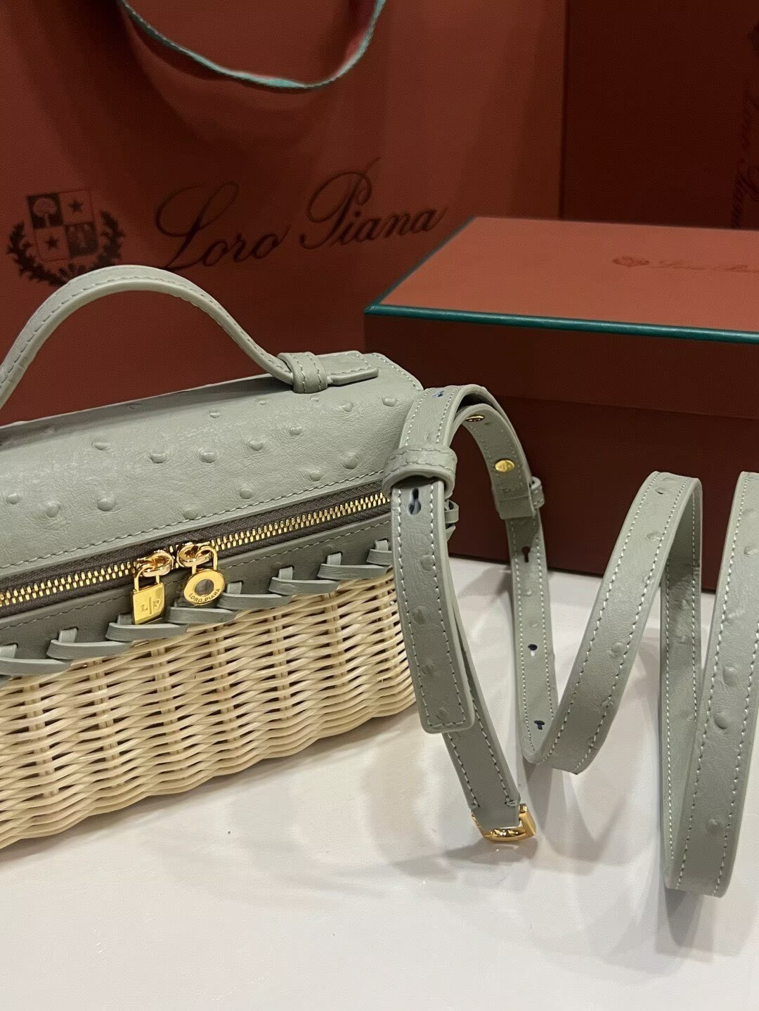 Loro Piana Extra Pocket L19 Wicker Bag 19 x 11.5 x 7cm