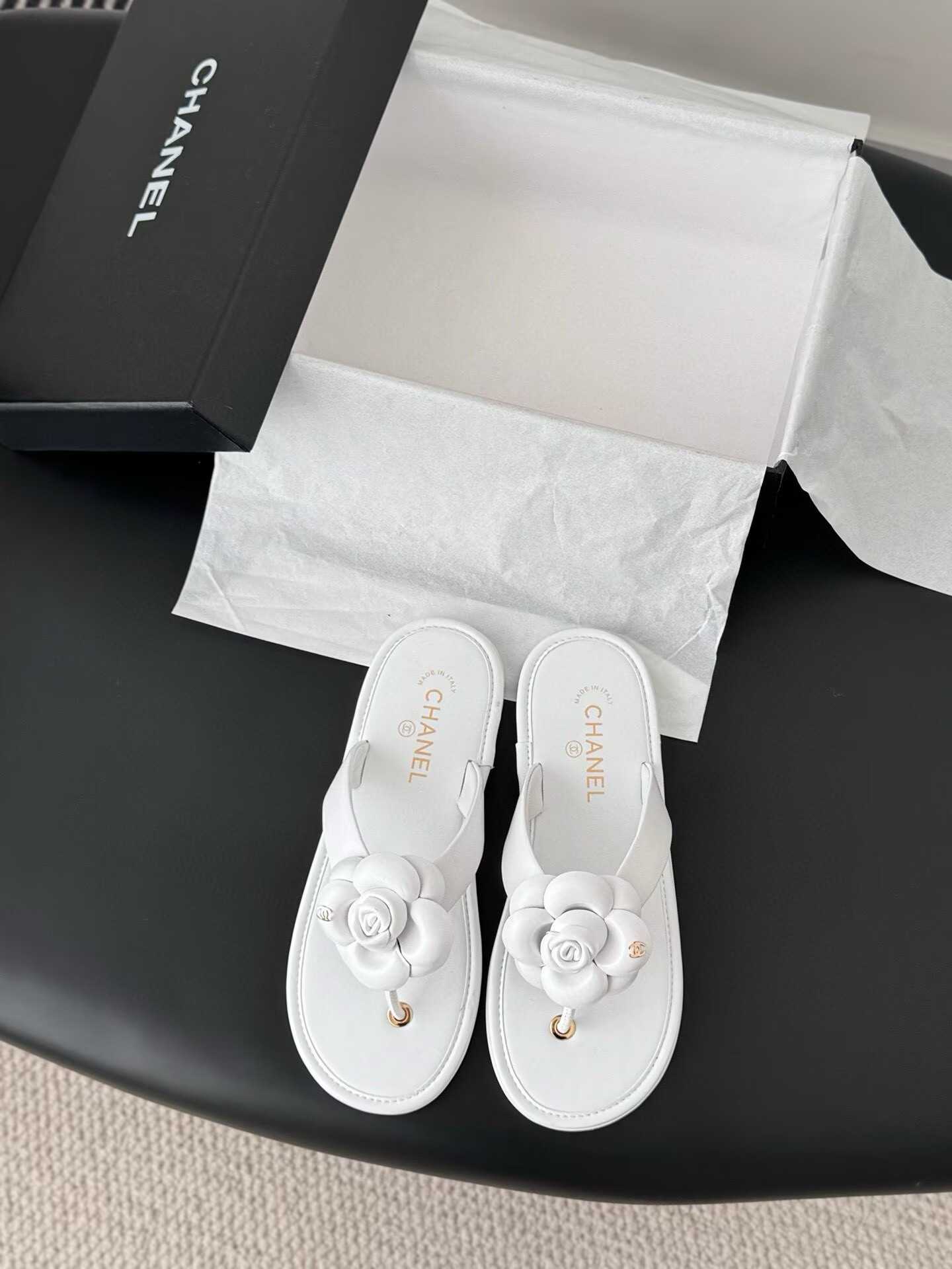 UA Chanel Thongs Slides