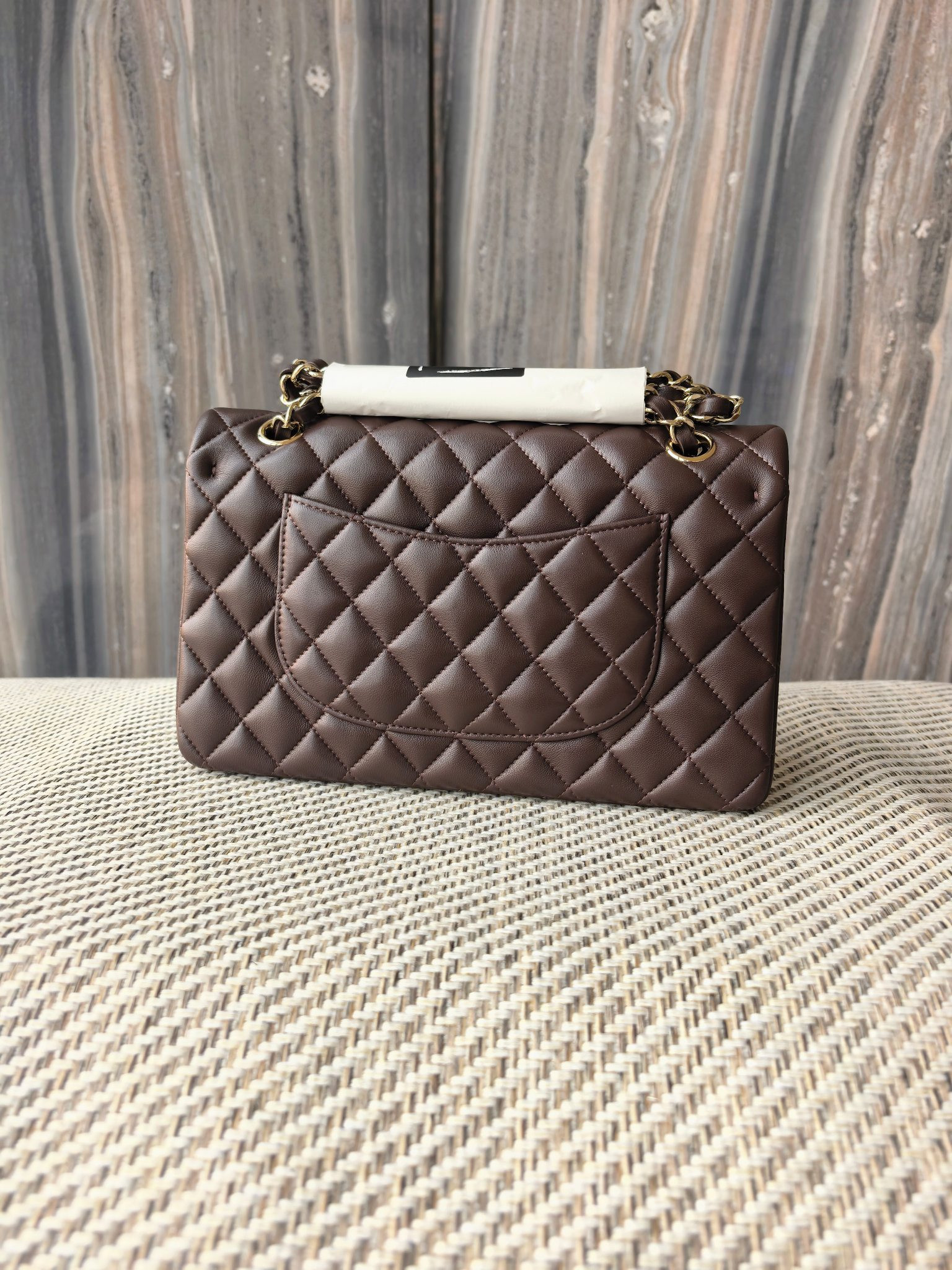 Chanel Classic Flap Bag Coffee brown with light gold hardware 15.5x25.5x6.5cm