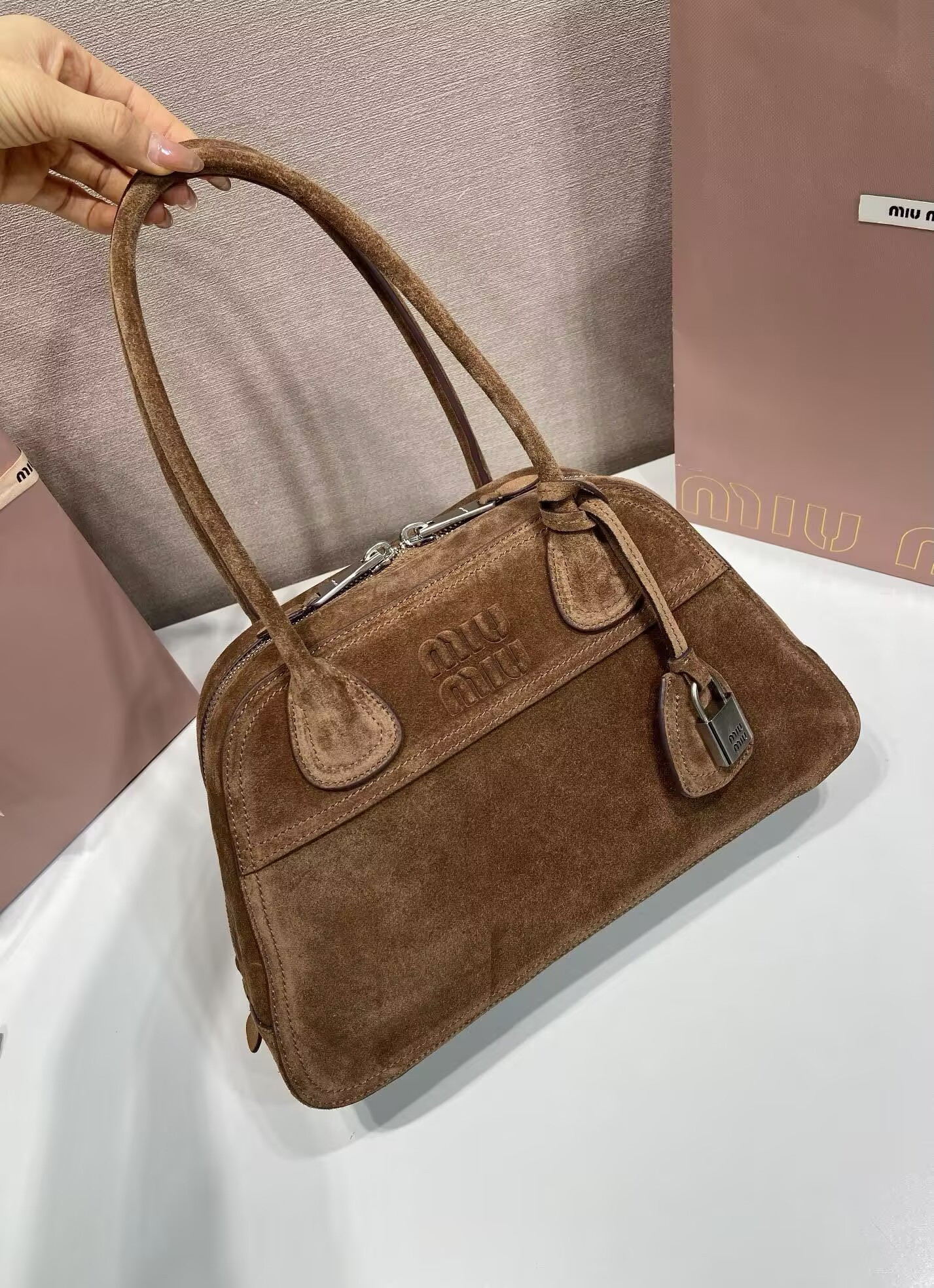 Miu Miu Vivant Suede Bag 32x19.5x11cm