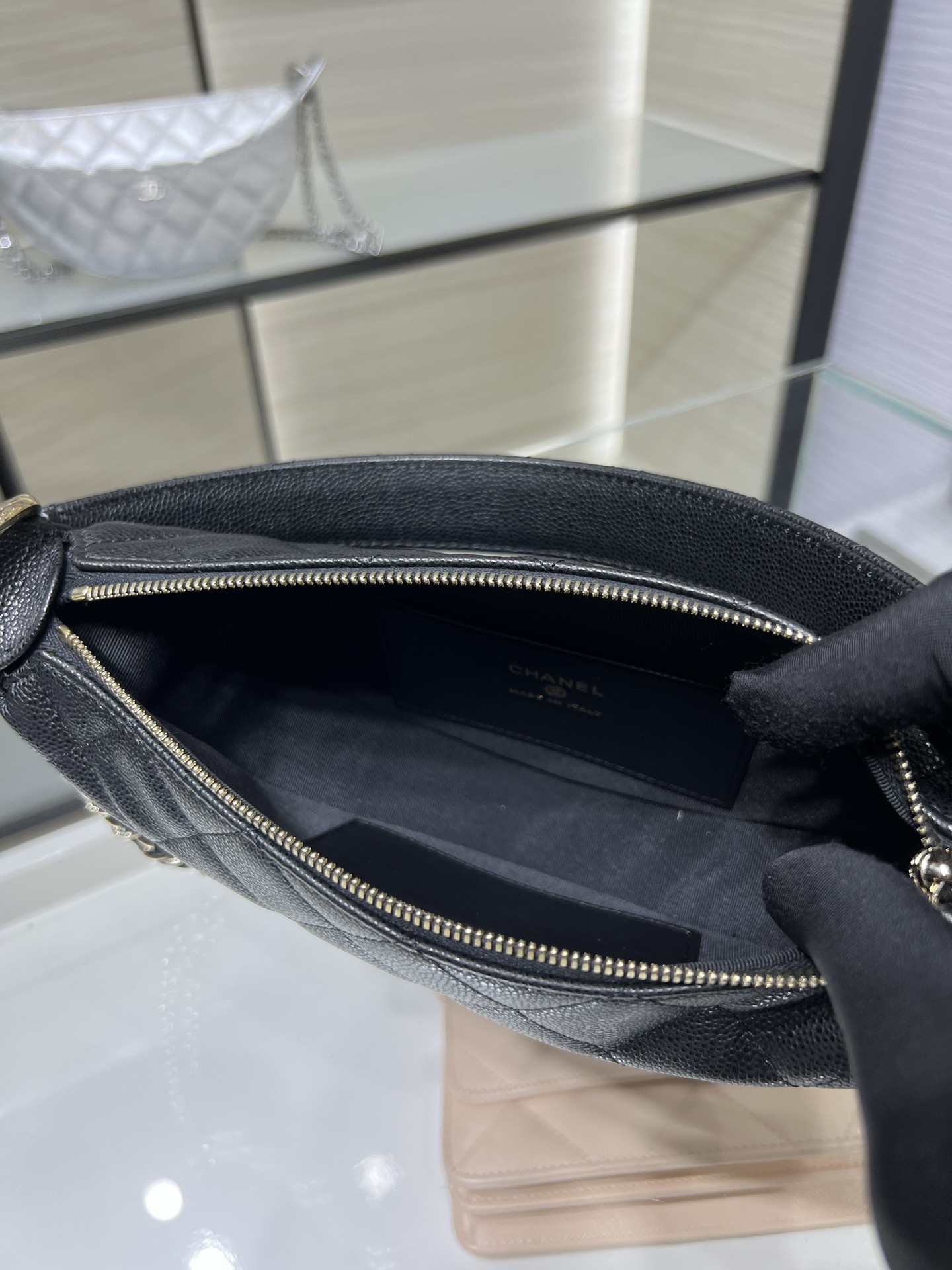 Chanel Clutch with chain Light Gold Hardware AP5094 15x22x6cm