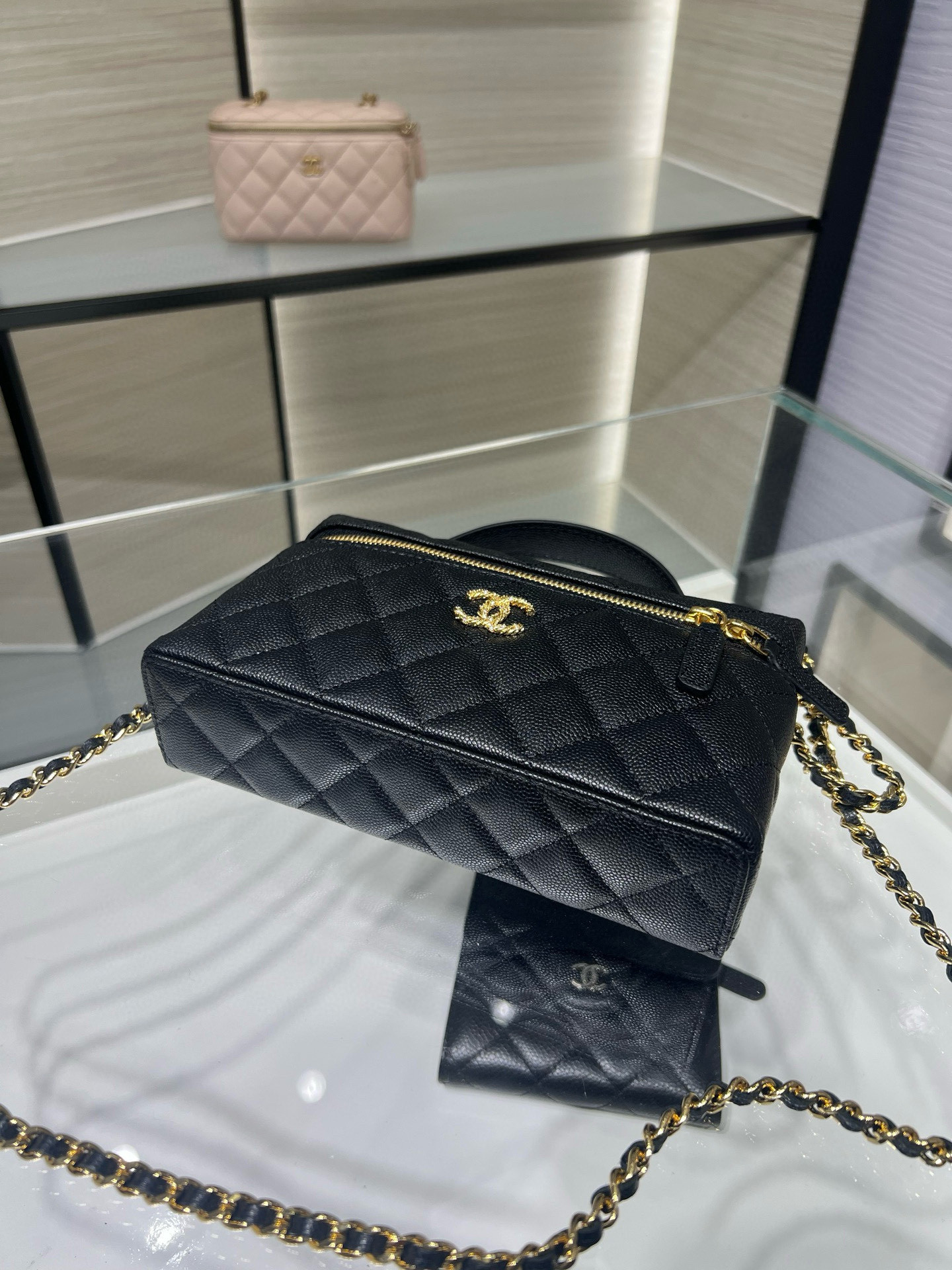 CHANEL Classic Vanity with chain Handbag AP5090 17x19.5x5cm