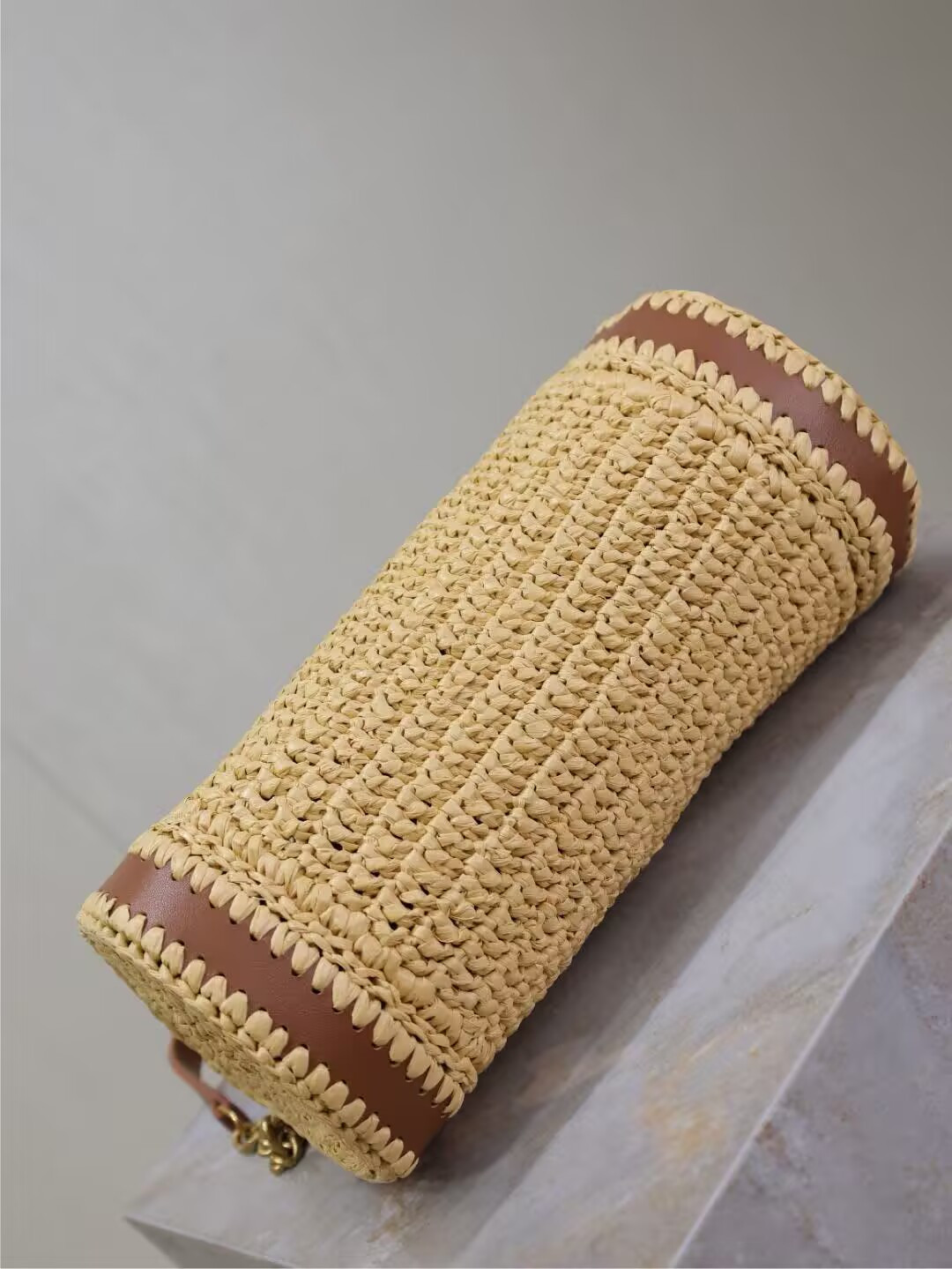 YSL Cassandre Small Cylindrical Woven Bag 30x12x10cm