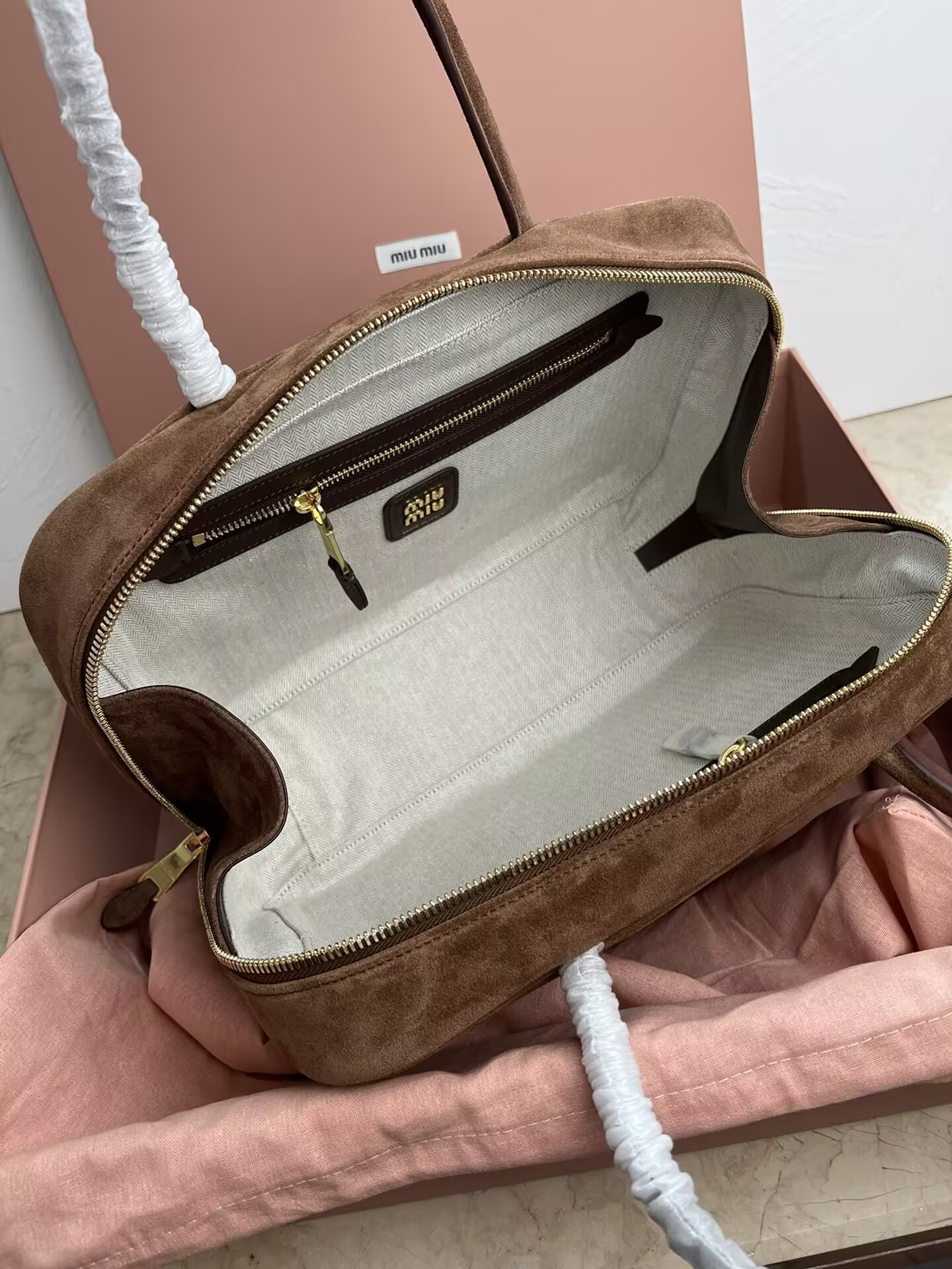 Miu Miu Suede Beau Bag 23x34x10cm