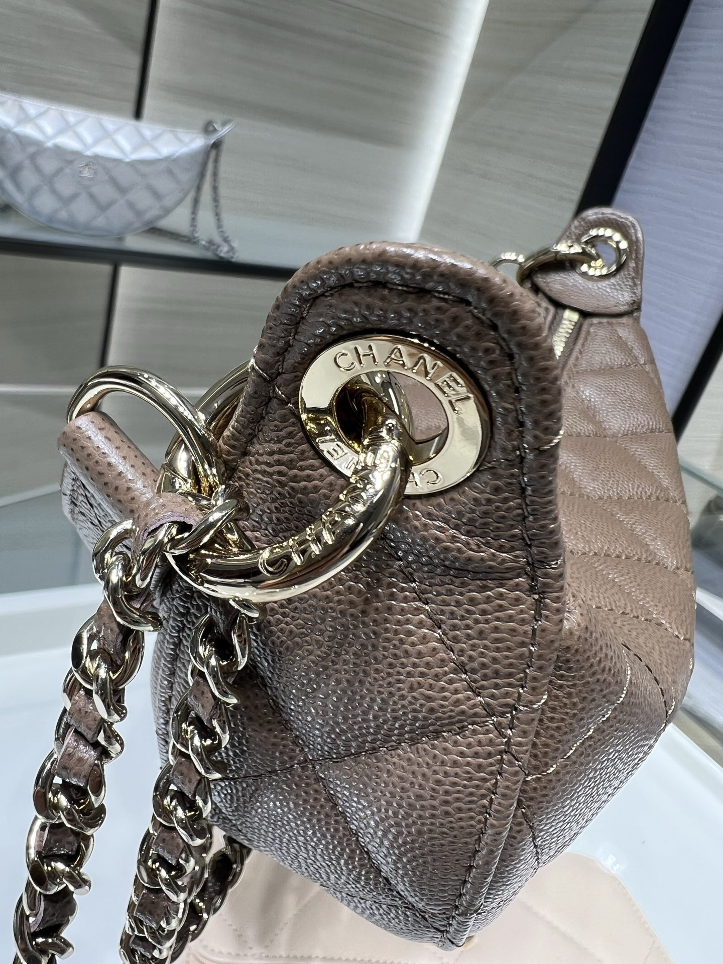 Chanel Clutch with chain Light Gold Hardware AP5094 15x22x6cm