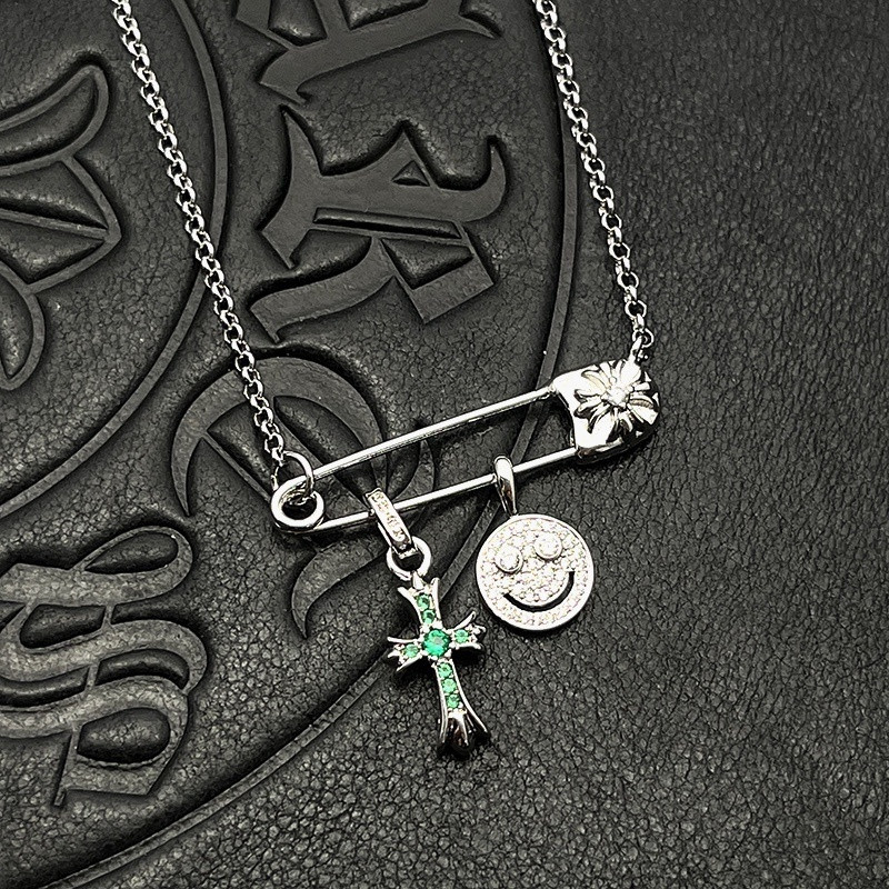 ch*0me he**ts smiley Fa*e small cross necklace (chain length 45+5cm)
