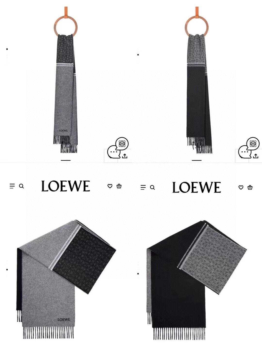 L0ew* scarf 30x182cm 90% wool 10% cashmere