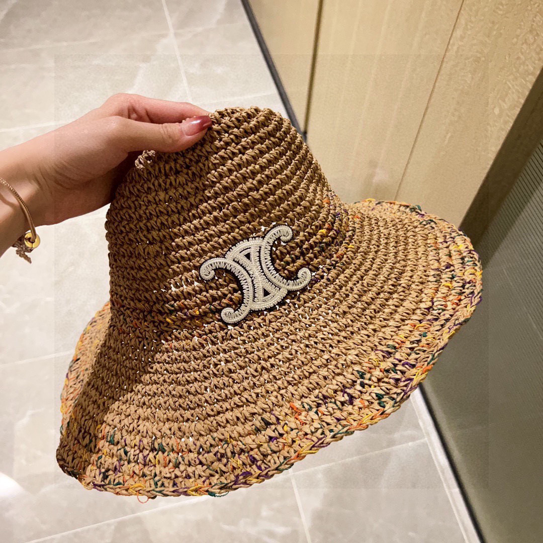 Ce1i*e crochet straw bucket hat