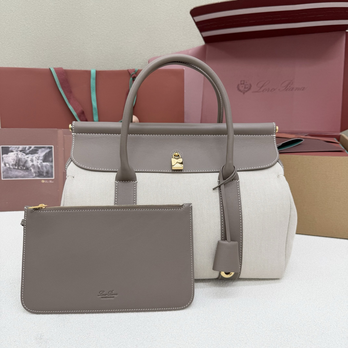 Loro Piana Loom Bag L32 Grained Calfskin 33 x 23 x 18 cm