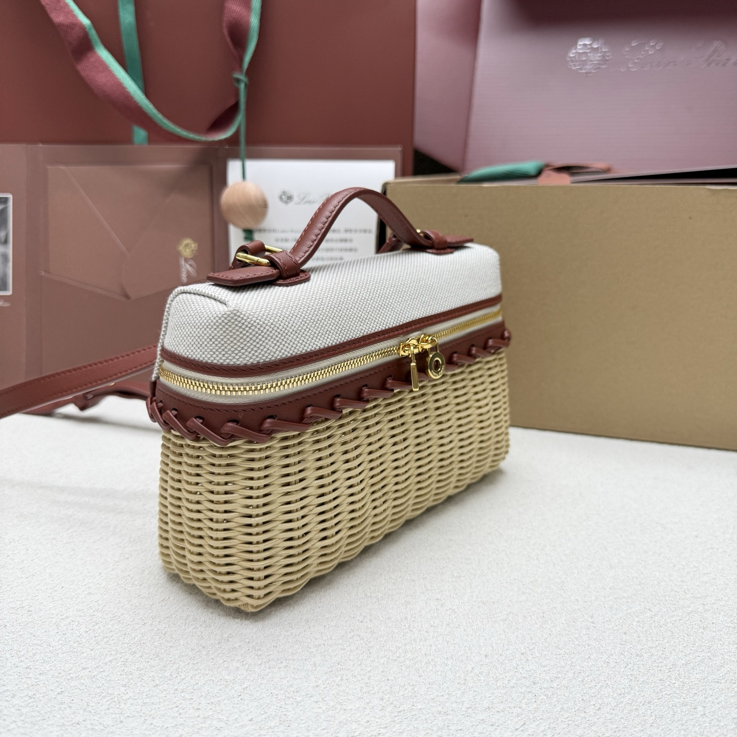 Loro Piana Extra Pocket L19 Wicker Bag 19 x 11.5 x 7cm