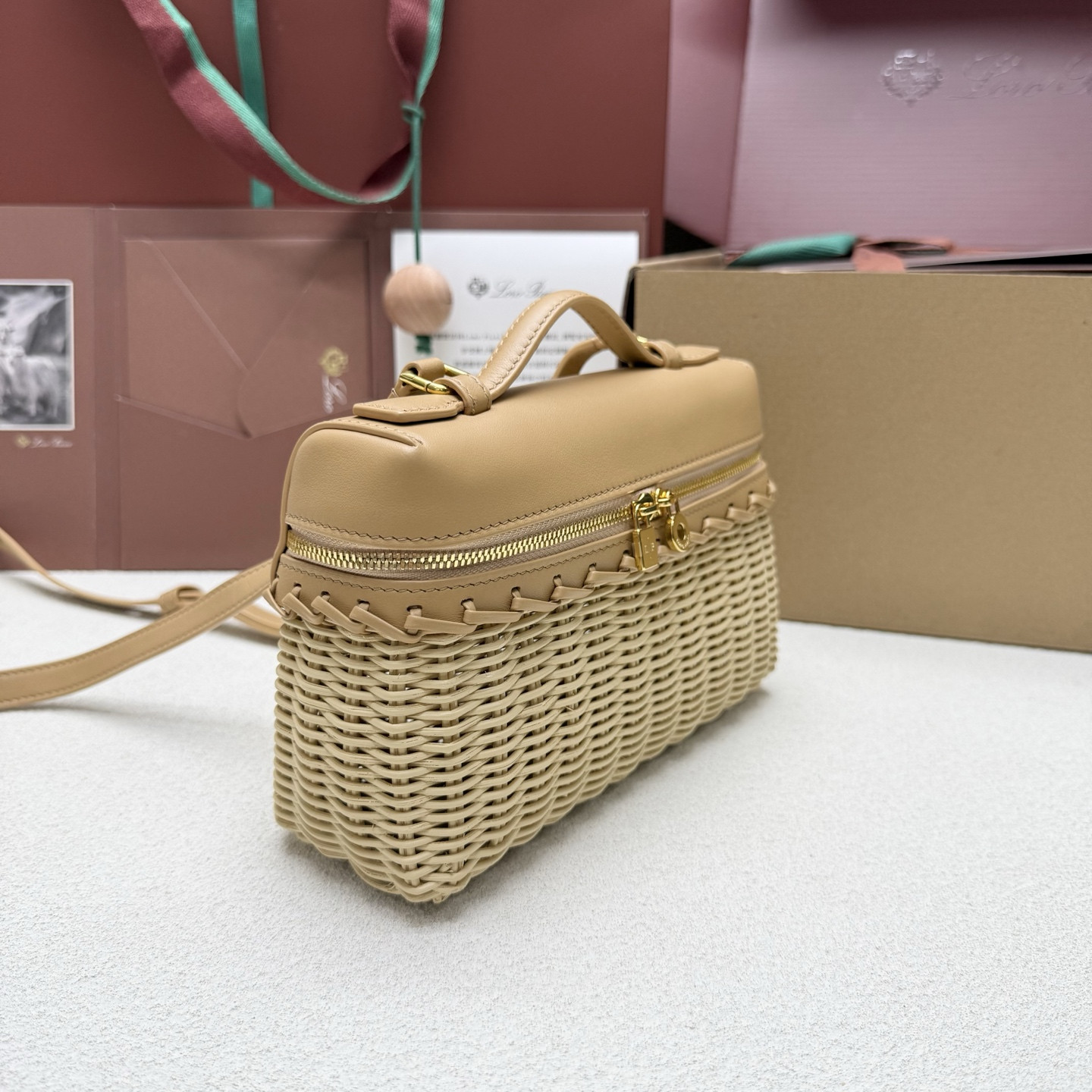 Loro Piana Extra Pocket L19 Wicker Bag 19 x 11.5 x 7cm