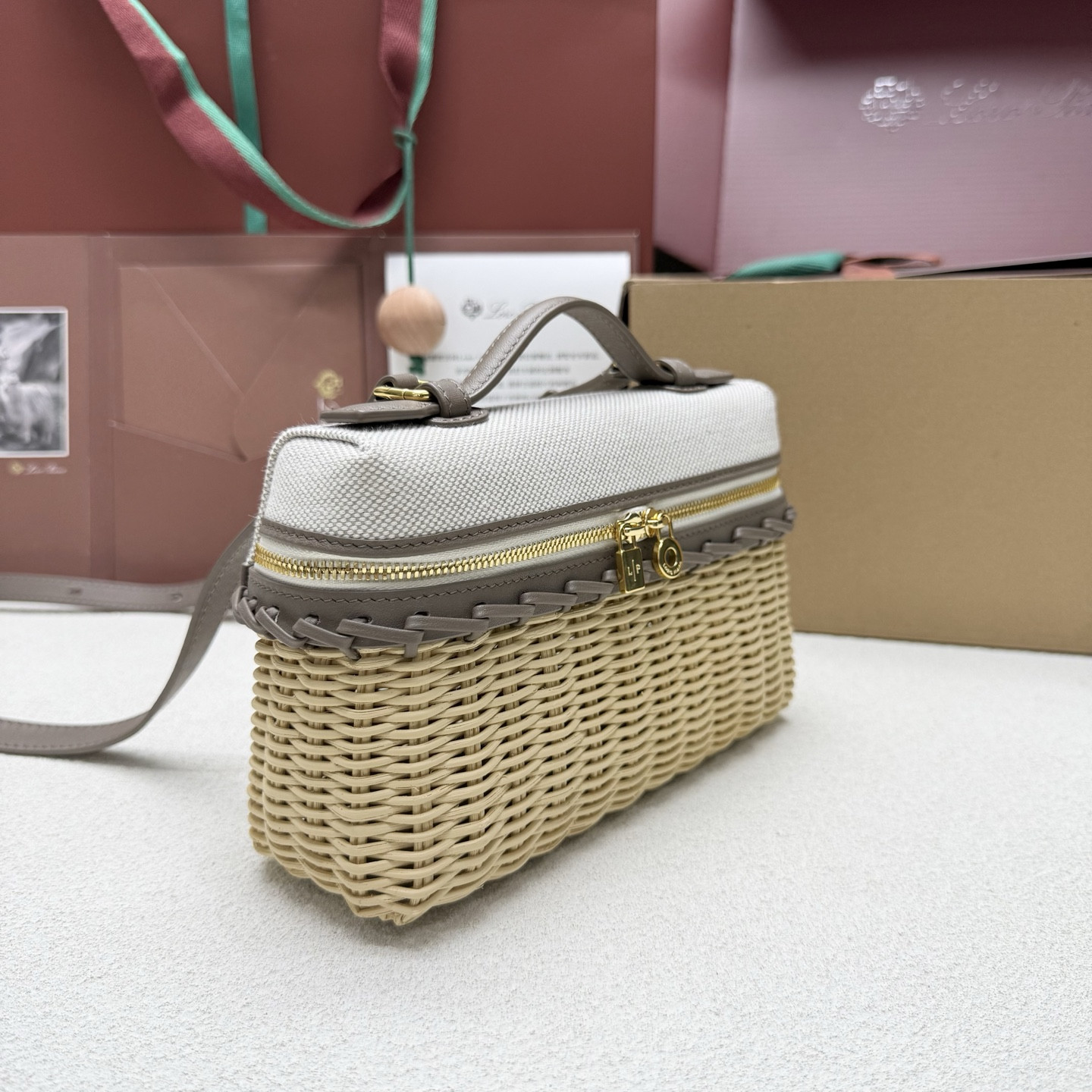 Loro Piana Extra Pocket L19 Wicker Bag 19 x 11.5 x 7cm