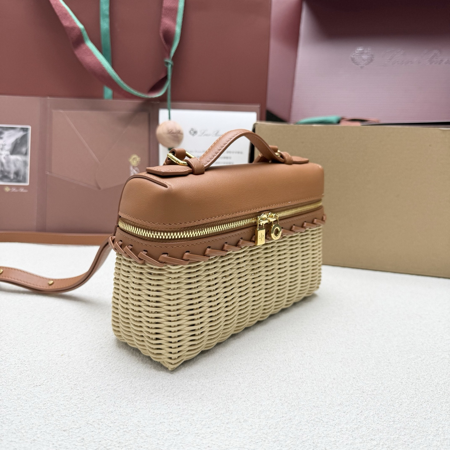 Loro Piana Extra Pocket L19 Wicker Bag 19 x 11.5 x 7cm