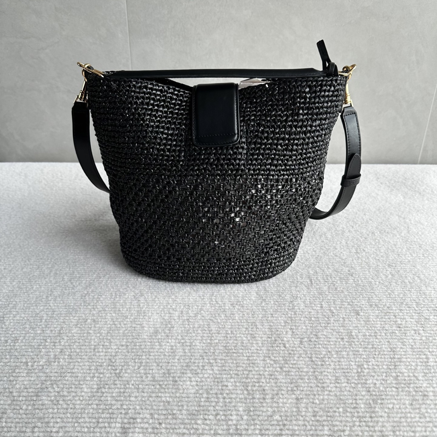 Celine LOUISE medium bucket bag made of plant materials and cow leather 23.5x24x16cm