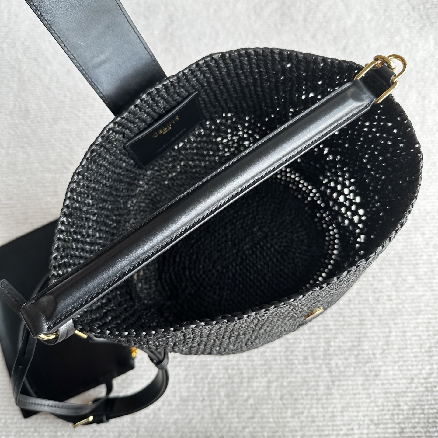 Celine LOUISE medium bucket bag made of plant materials and cow leather 23.5x24x16cm