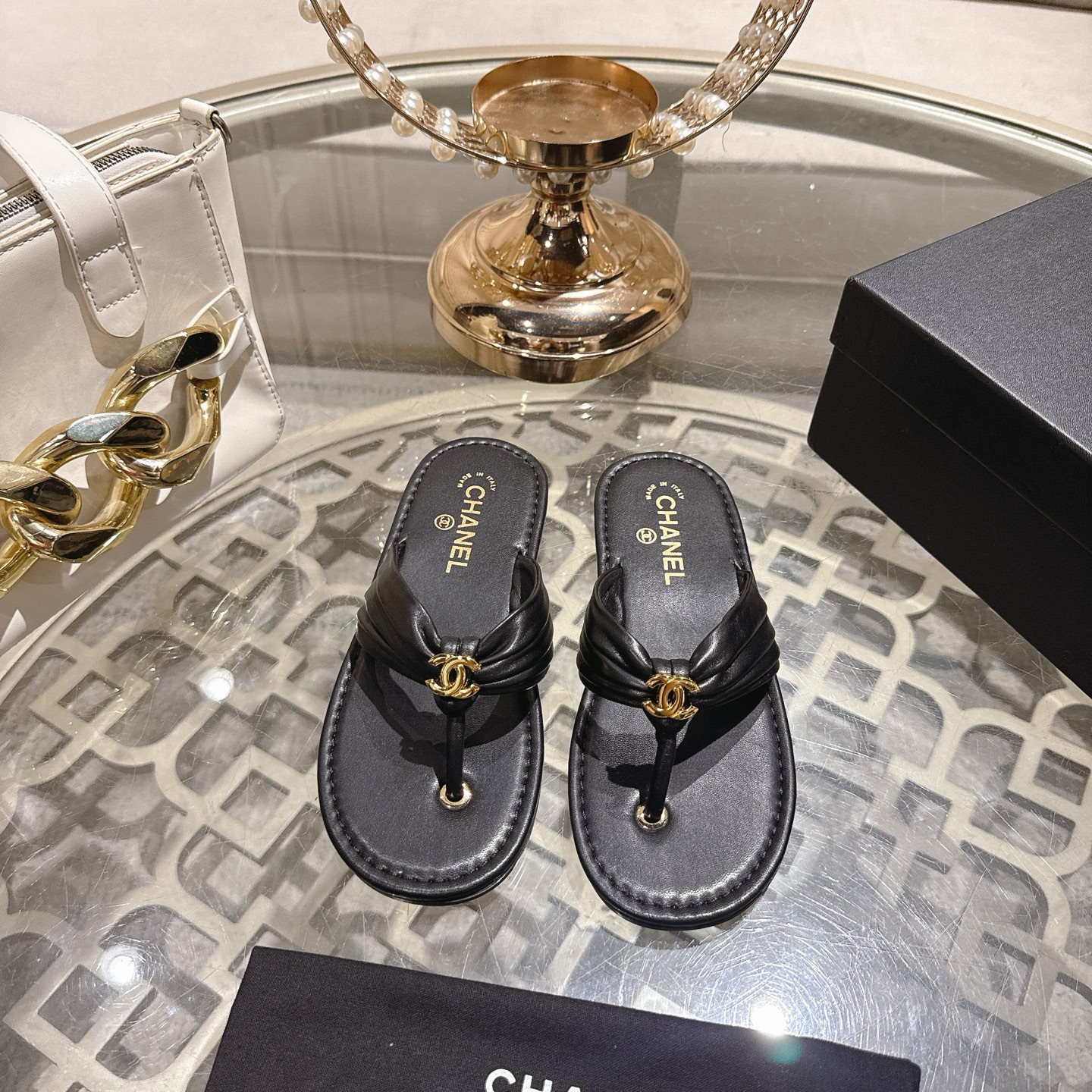 UA Chanel Thongs Slides