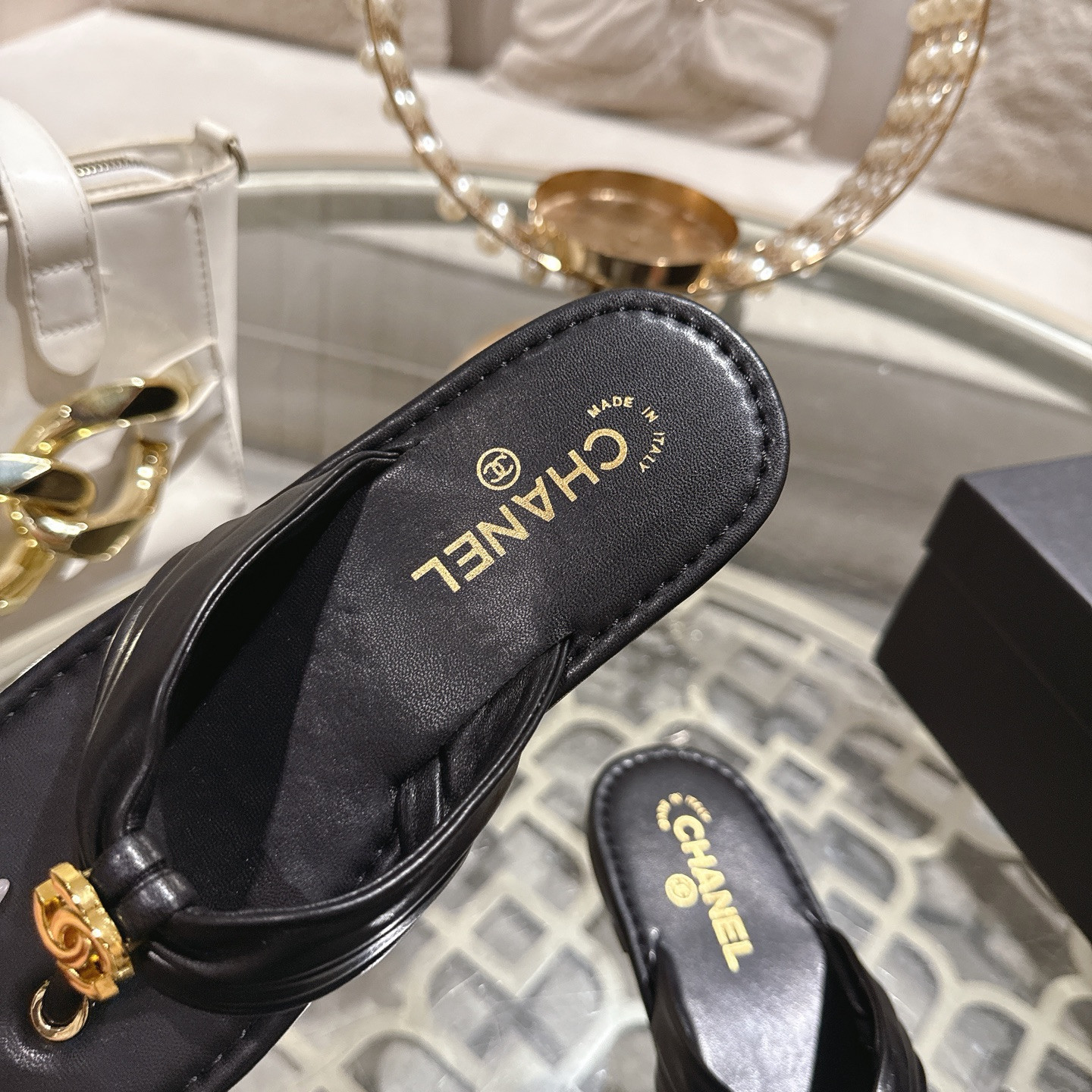 UA Chanel Thongs Slides